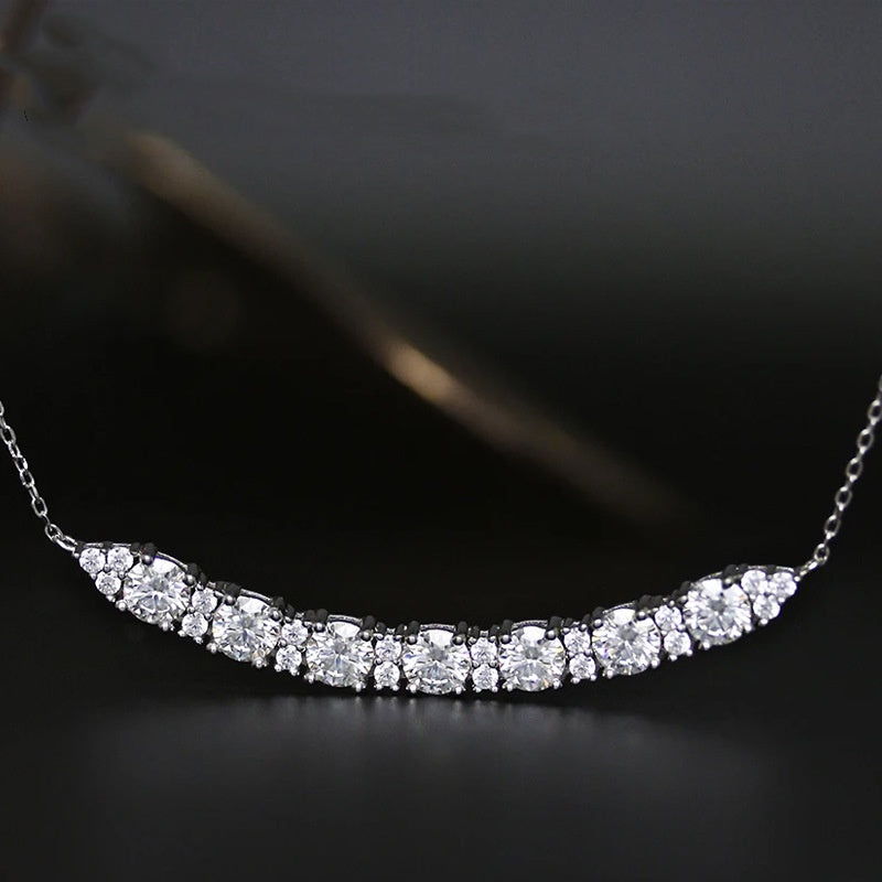 Jzora handmade 3.5ct round cut luxury moissanite sterling silver necklace