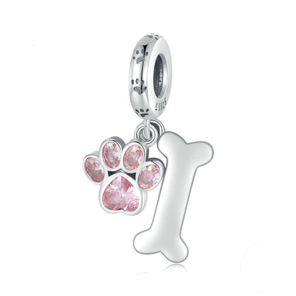 Jzora Cute Animal Pet Dog Paw Bone Sterling Silver Charm