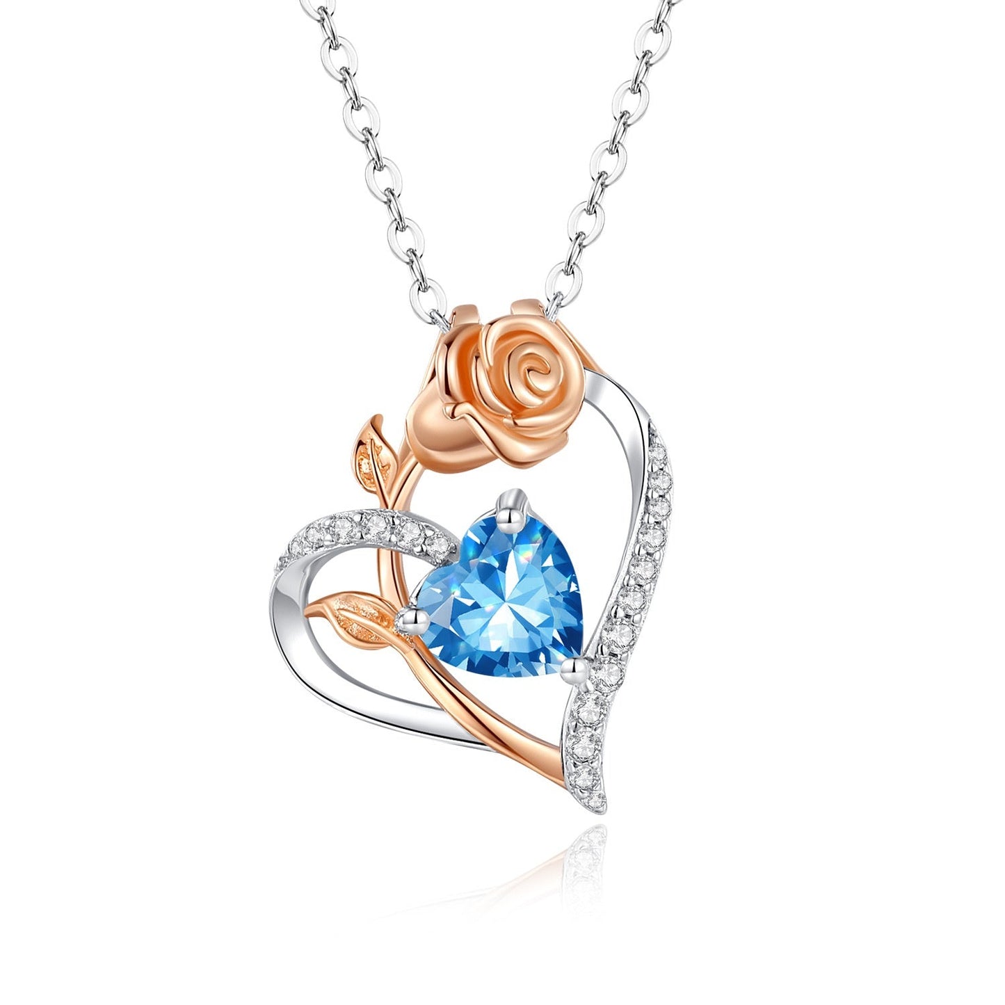 Jzora handmade heart shape rose sterling silver necklace