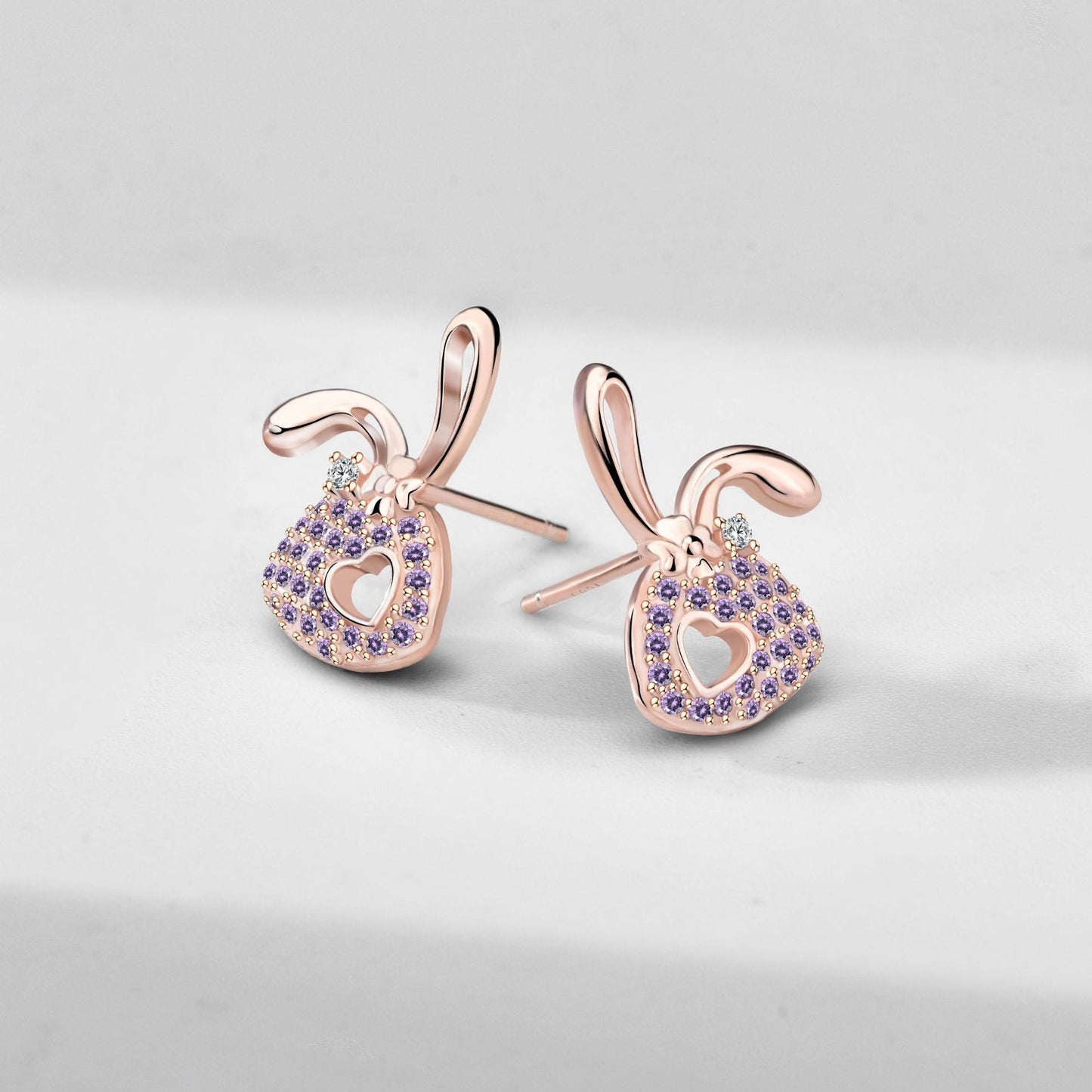 Jzora handmade purple rabbit sterling silver earrings