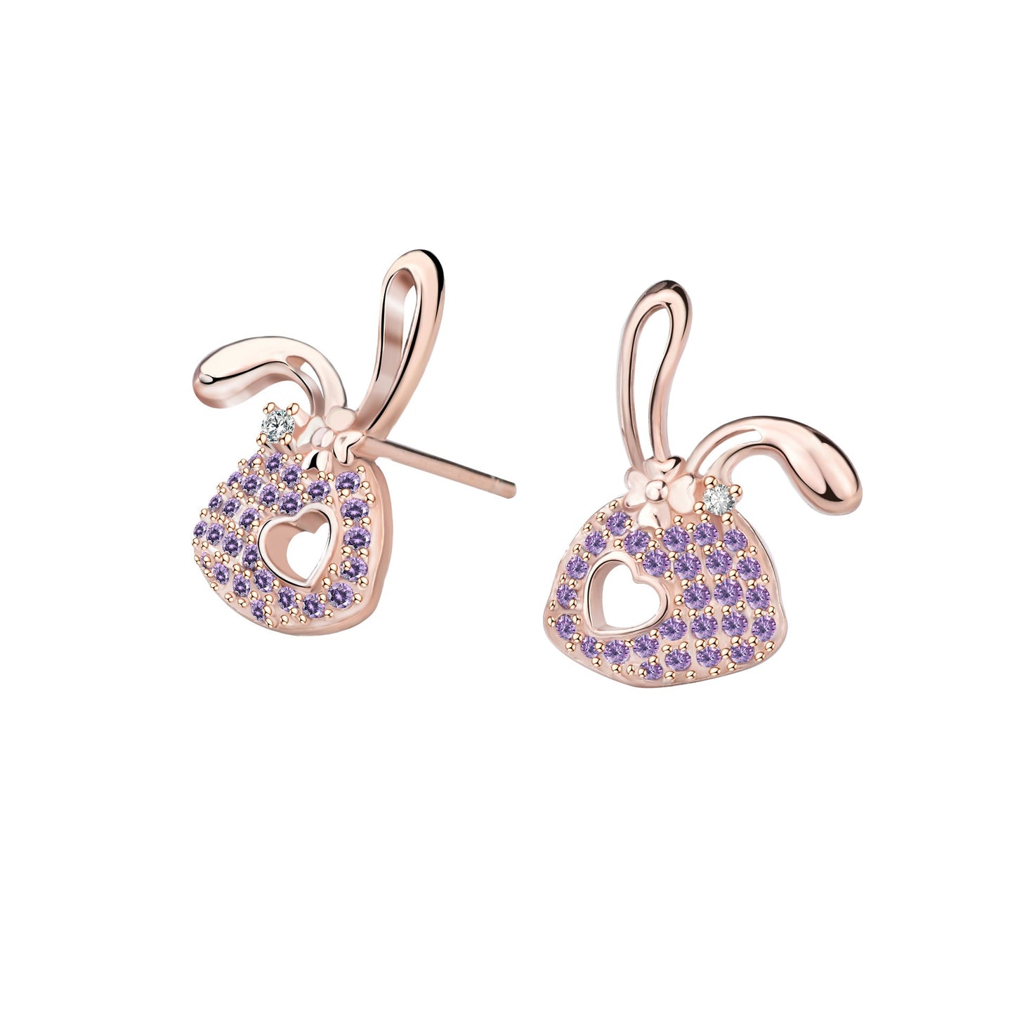 Jzora handmade purple rabbit sterling silver earrings
