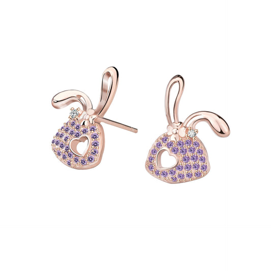 Jzora handmade purple rabbit sterling silver earrings