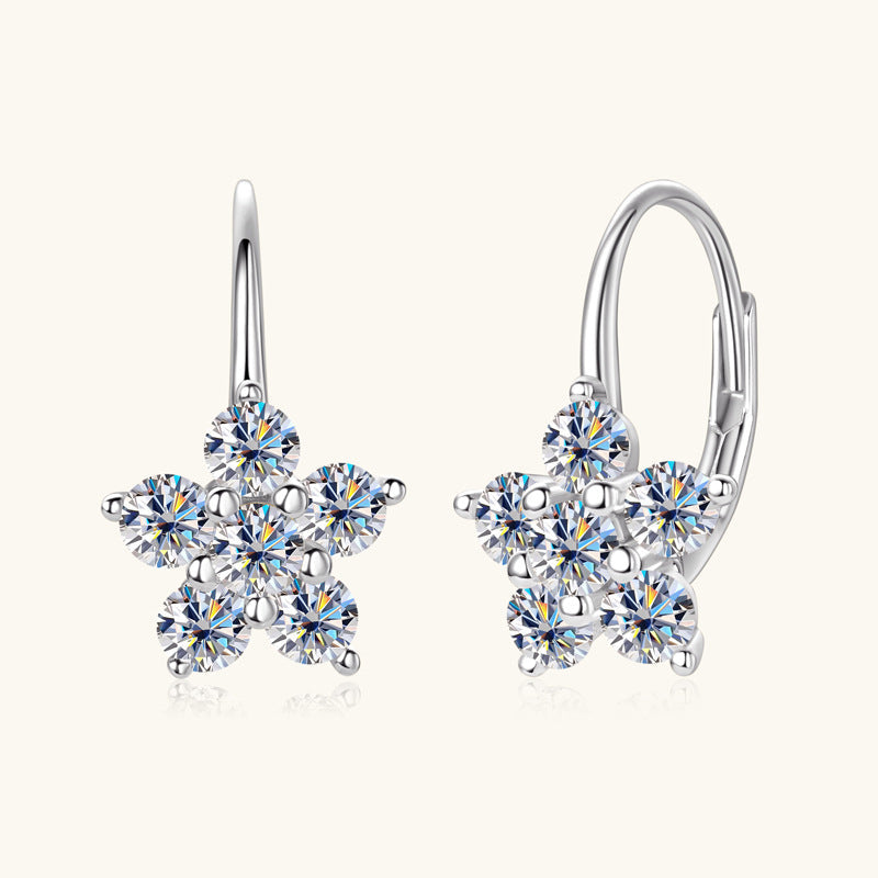 Jzora handmade round cut snowflake hexagram moissanite sterling silver earrings