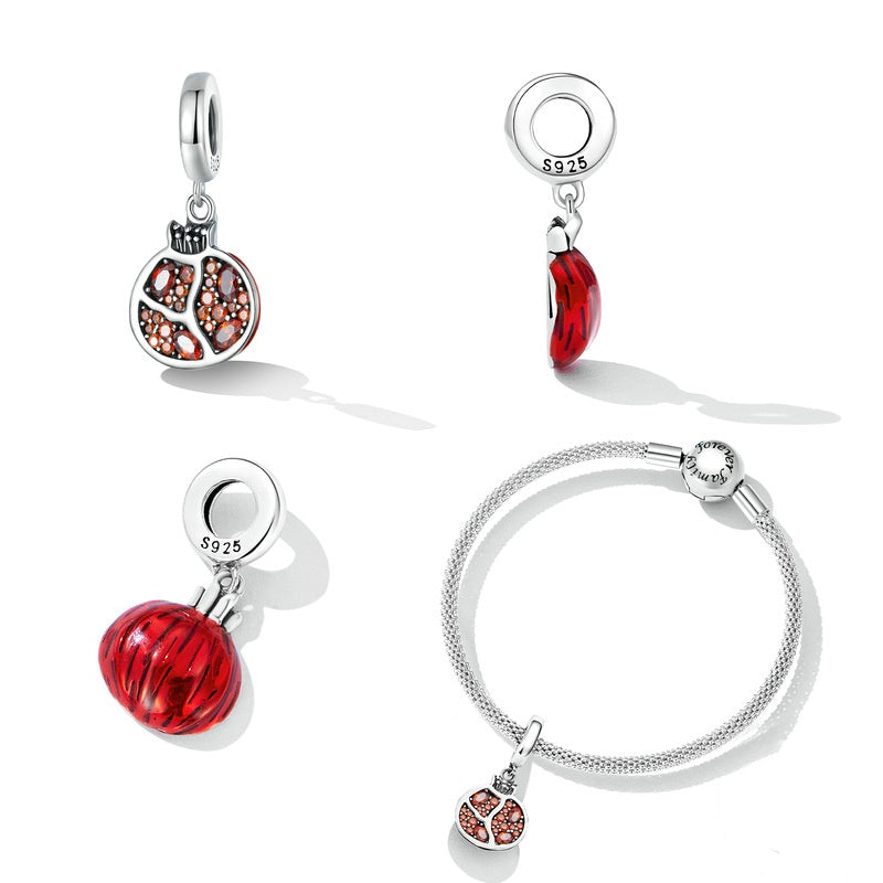 Jzora Delicate Pomegranate Fruit Sterling Silver Charm