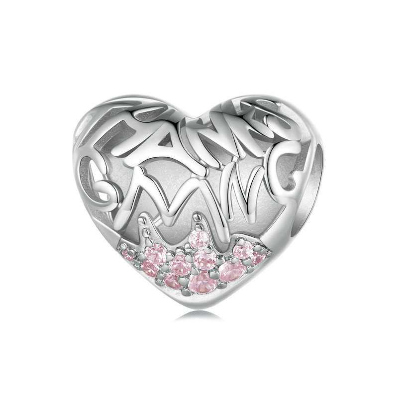 Jzora Pink Heart Irregular Lette Sterling Silver Charm