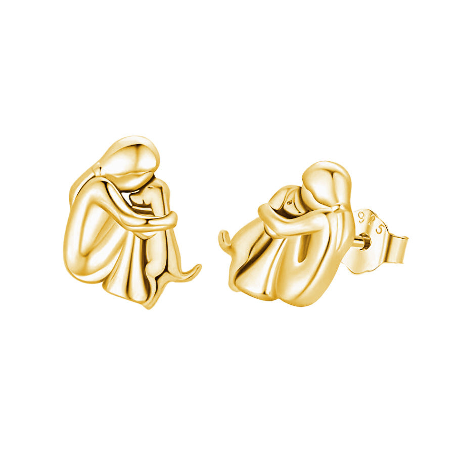 Jzora handmade embrace dog sterling silver earrings