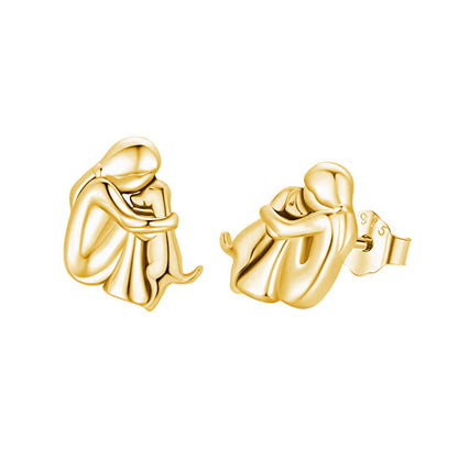 Jzora handmade embrace dog sterling silver earrings