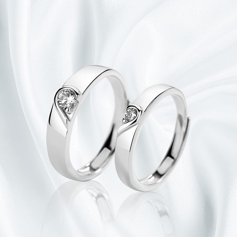 Jzora Handmade Together Forever Sterling Silver Adjustable Couple Rings