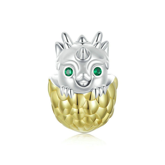 Jzora New Year's Animal Dragon Egg Sterling Silver Charm