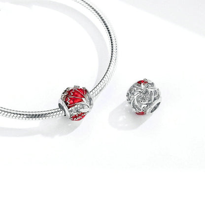 Jzora New Year Red Carnation Sterling Silver Charm