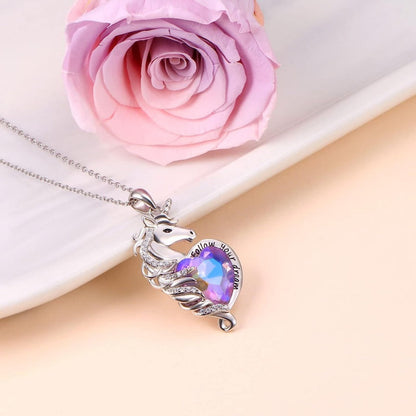 Jzora handmade heart cut fashion unicorn sterling silver necklace