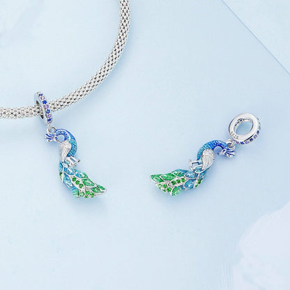 Jzora Gradient Peacock Animal Sterling Silver Charm