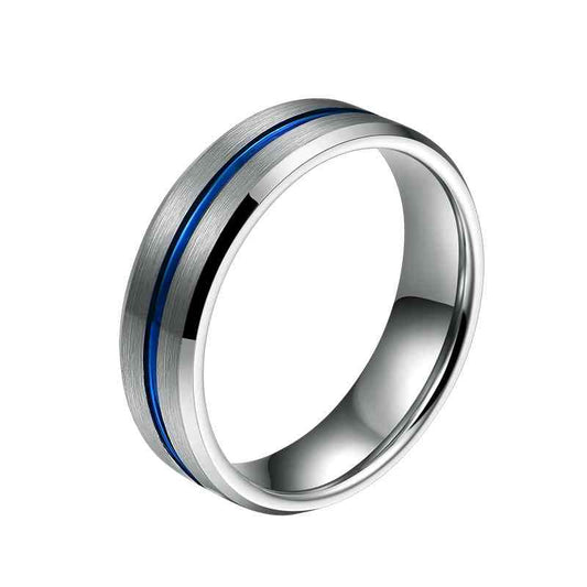 Jzora handmade simple style blue tungsten Steel wedding men's band