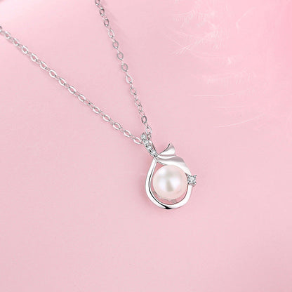 Jzora handmade mermaid tail pearl sterling silver necklace