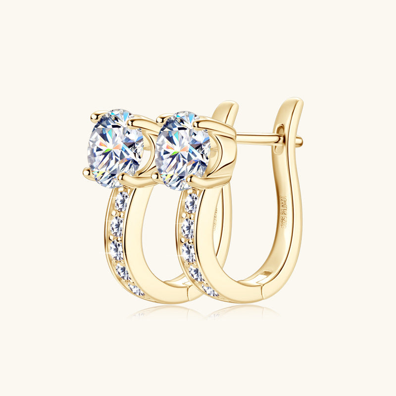Jzora handmade 2ct round cut fashion moissanite sterling silver earrings