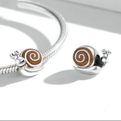 Jzora Cute Animal Mr Snail Sterling Silver Charm