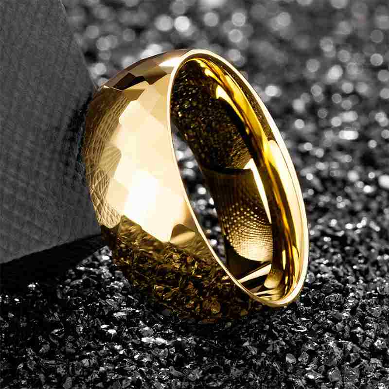 Jzora handmade personalized gold tungsten men's band