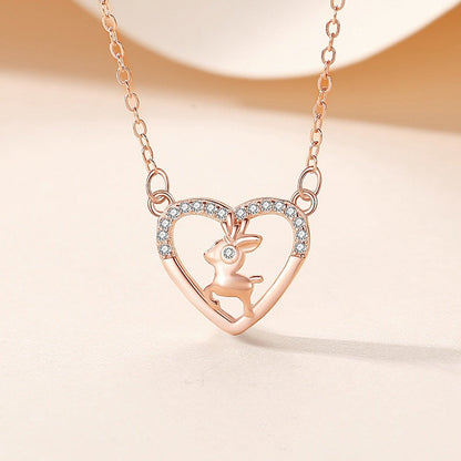 Jzora handmade love cute deer sterling silver necklace