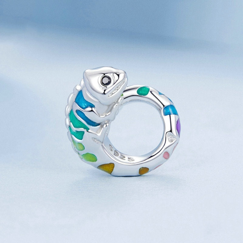 Jzora Colorful Animal Chameleon Sterling Silver Charm