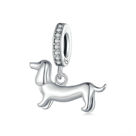 Jzora Cute Puppy Animal Dachshund Sterling Silver Charm