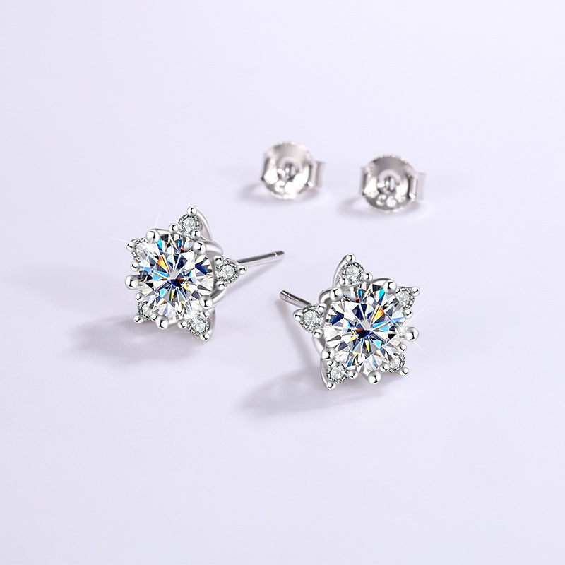 Jzora handmade 2ct hexagonal moissanite sterling silver earrings