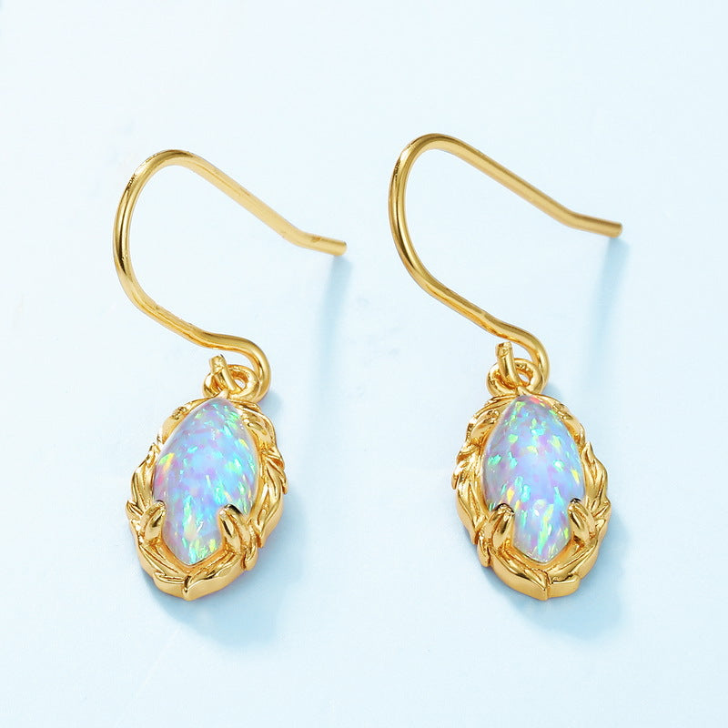 Jzora handmade vintage opal sterling silver earrings