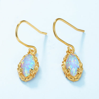 Jzora handmade vintage opal sterling silver earrings
