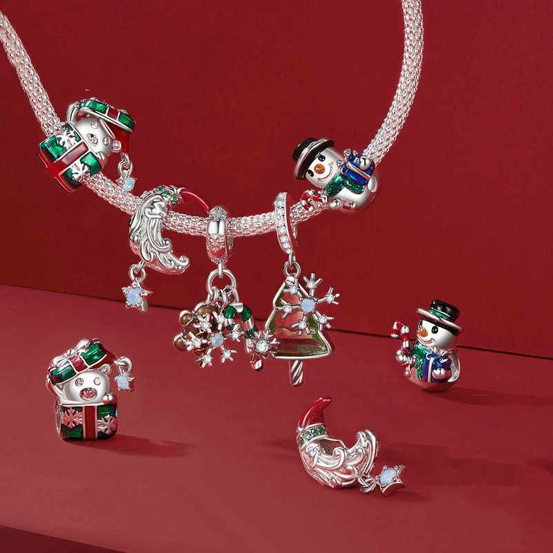 Jzora Handmade Christmas Cane Snowman Charms