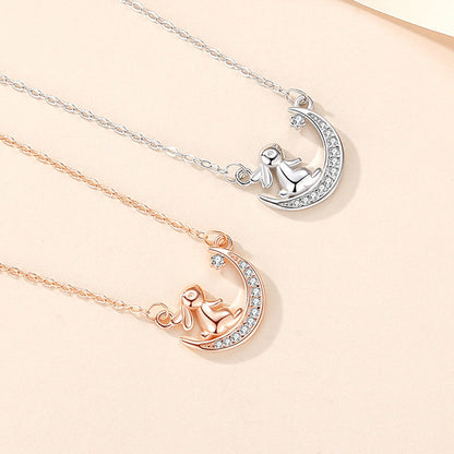 Jzora handmade moon rabbit sterling silver necklace