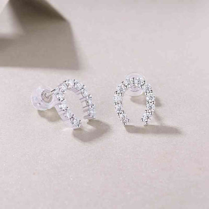 Jzora handmade U shape round vintage Moissanite sterling silver earrings
