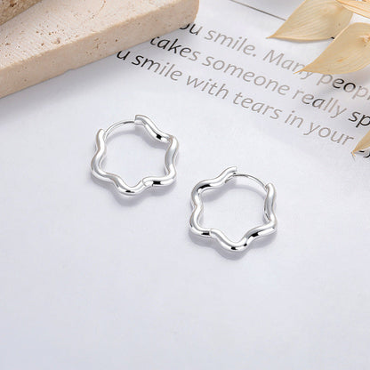Jzora handmade wave lace irregular sterling silver earrings