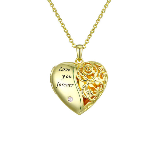 Jzora handmade heart photo box sterling silver necklace