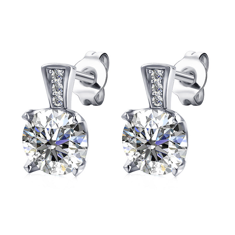 Jzora handmade 2.5ct round cut moissanite sterling silver earrings