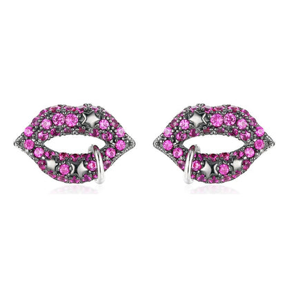 Jzora handmade ruby lips personalized sterling silver earrings