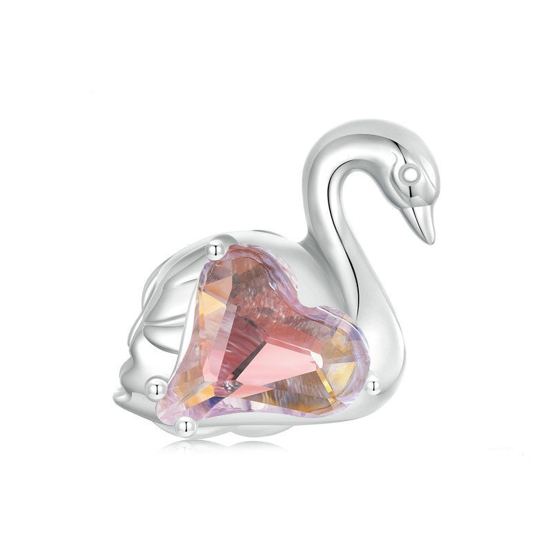 Jzora Romantic Dreamy Elegant Swan Animal Sterling Silver Charm