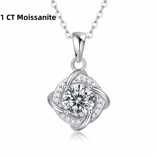 Jzora handmade 1ct round cut windmill vintage Moissanite sterling silver necklace