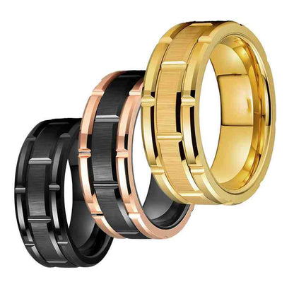 Jzora handmade gold simple style trendy tungsten steel wedding men's band