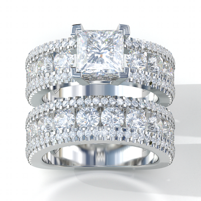 Jzora princess cut created diamond sterling silver vintage bridal set