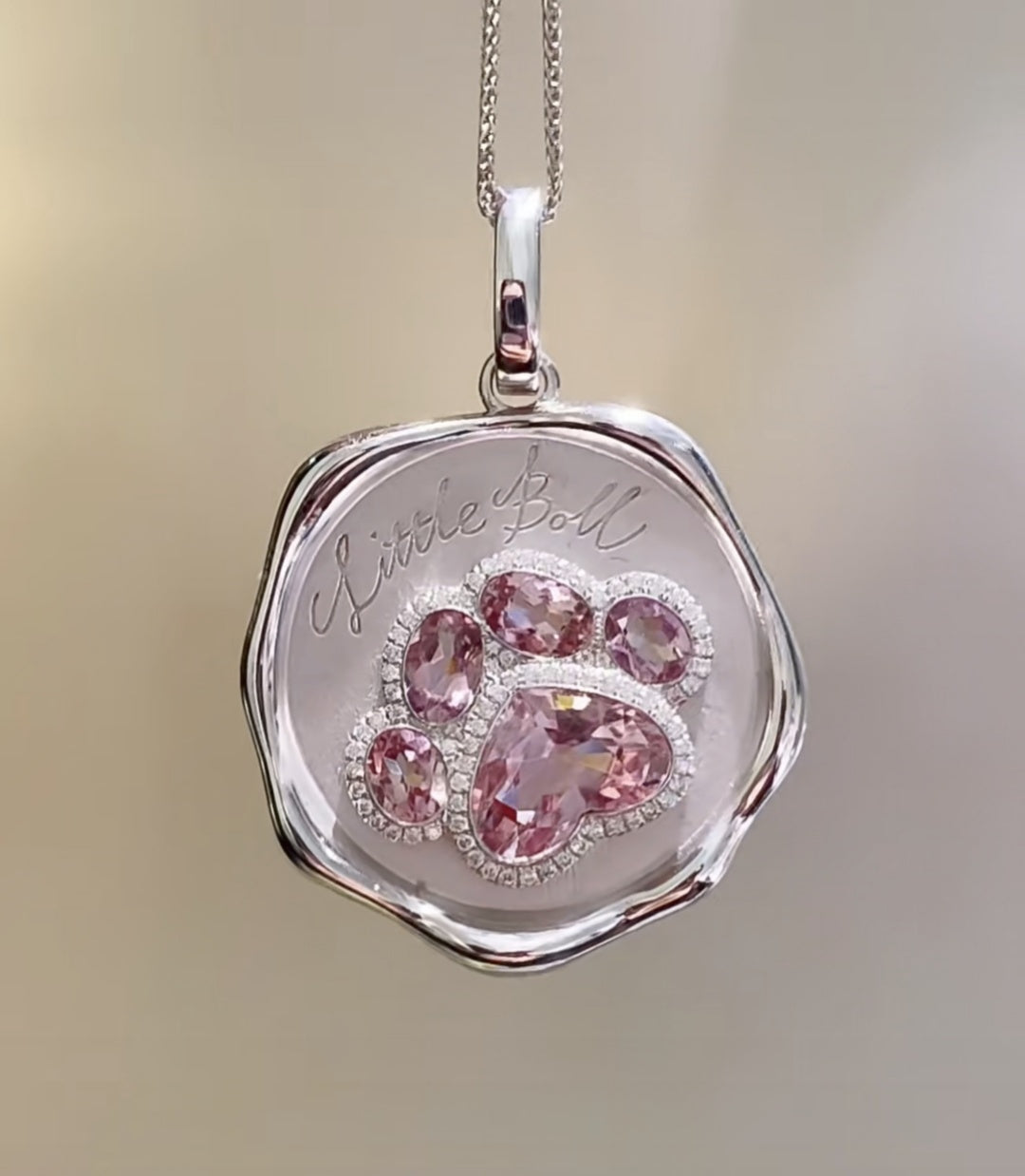 Jzora handmade pink cat claw sterling silver necklace