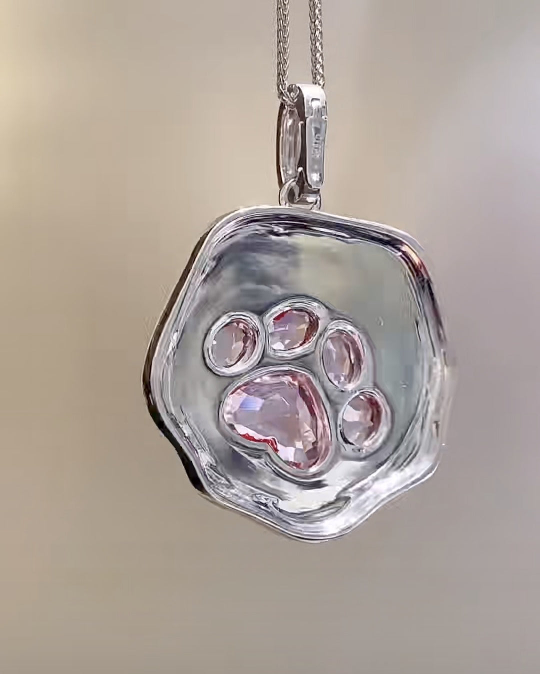 Jzora handmade pink cat claw sterling silver necklace