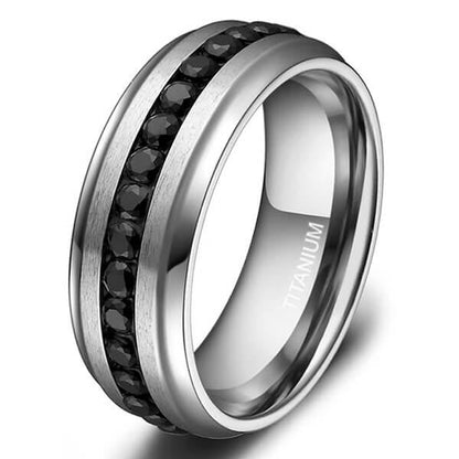 Jzora titanium wide ring simple style created diamond men's band