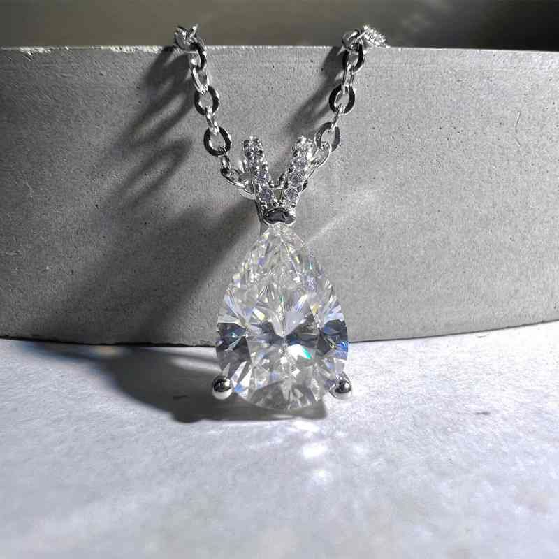 Jzora handmade 2.5ct pear cut Moissanite classic sterling silver necklace