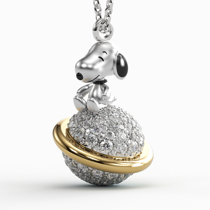 Jzora Handmade Smiling Puppy Diamond Sterling Silver Necklace