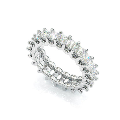 Jzora Princess Cut Classic Diamond Sterling Silver Women's Band Eternity Wedding Ring