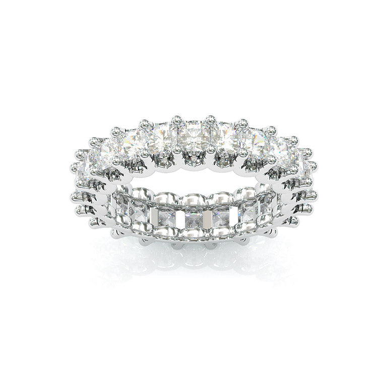 Jzora Princess Cut Classic Diamond Sterling Silver Women's Band Eternity Wedding Ring