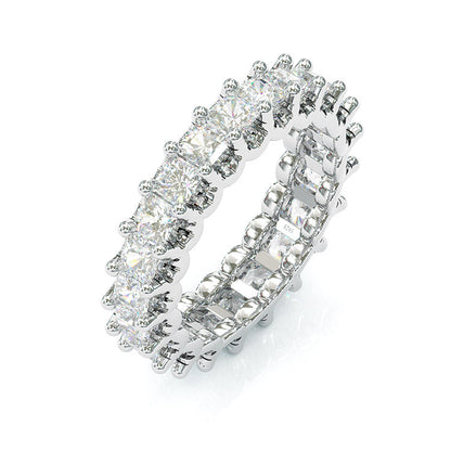 Jzora Princess Cut Classic Diamond Sterling Silver Women's Band Eternity Wedding Ring