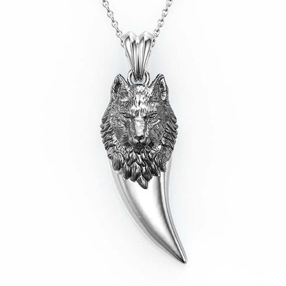 Jzora Handmade Wolf Sterling Silver Necklace