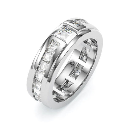 Jzora princess cut diamond sterling silver wedding band