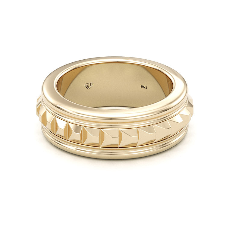 Jzora classic gold plated sterling silver simple style wedding ring men's band