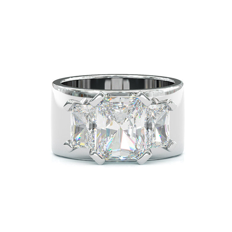 Jzora three stone radiant cut diamond wedding sterling silver wedding ring